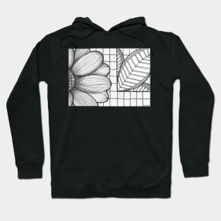 Grid and flower pattern Hoodie